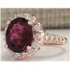 Image 2 : 5.50 CTW Natural Pink Red Tourmaline And Diamond Ring 14k Solid Rose Gold