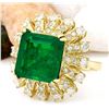 Image 2 : 8.50 CTW Natural Emerald 18K Solid Yellow Gold Diamond Ring