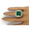 Image 5 : 8.50 CTW Natural Emerald 18K Solid Yellow Gold Diamond Ring