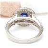 Image 3 : 2.10 CTW Natural Sapphire 18K Solid White Gold Diamond Ring