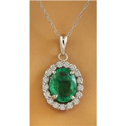 2.00 CTW Emerald 18K White Gold Diamond Necklace