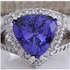 Image 1 : 7.72 CTW Natural Blue Tanzanite And Diamond Ring 14K Solid White Gold