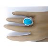 Image 5 : 8.32 CTW Natural Turquoise 18K Solid White Gold Diamond Ring