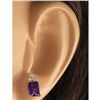 Image 3 : 2.66 CTW Natural Amethyst And Diamond Earrings 14k Solid Yellow Gold