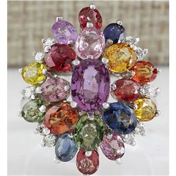 6.60 CTW Natural Ceylon Sapphire And Diamond Ring In 18K White Gold