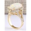 Image 3 : 7.09 CTW Natural Opal And Diamond Ring In 18K Yellow Gold