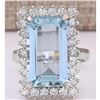 Image 1 : 10.82 CTW Natural Aquamarine And Diamond Ring In 18K White Gold