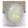 Image 1 : 5.86 CTW Natural Australian Opal And Diamond Ring In 18K Solid White Gold