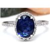 Image 1 : 4.27 CTW Natural Ceylon Sapphire 14K Solid White Gold Diamond Ring