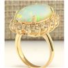 Image 3 : 8.09 CTW Natural Opal And Diamond Ring In 18K Yellow Gold