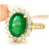 Image 2 : 3.98 CTW Natural Emerald 14K Solid Yellow Gold Diamond Ring