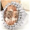 Image 2 : 14.61 CTW Natural Morganite 14K Solid White Gold Diamond Ring