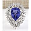 Image 1 : 7.59 CTW Natural Blue Tanzanite And Diamond Ring 18K Solid White Gold