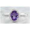 Image 1 : 1.16 CTW Amethyst 18K White Gold Diamond Ring