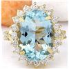 Image 1 : 7.97 CTW Natural Aquamarine 14K Solid Yellow Gold Diamond Ring