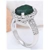 Image 4 : 3.80 CTW Natural Emerald 14K Solid White Gold Diamond Ring