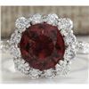 Image 1 : 4.66 CTW Natural Pink Tourmaline And Diamond Ring 14K Solid White Gold