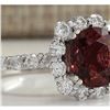 Image 2 : 4.66 CTW Natural Pink Tourmaline And Diamond Ring 14K Solid White Gold