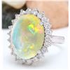 Image 2 : 7.59 CTW Natural Opal 18K Solid White Gold Diamond Ring