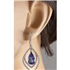 Image 3 : 9.67 CTW Natural Tanzanite And Diamond Earrings 18K Solid White Gold