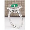 Image 3 : 1.70 CTW Natural Emerald And Diamond Ring In 14k White Gold