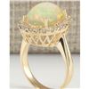 Image 3 : 4.90 CTW Natural Opal And Diamond Ring In 14K Yellow Gold