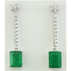 5.87 CTW Emerald 14K White Gold Diamond Earrings