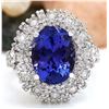 Image 1 : 7.14 CTW Natural Tanzanite 18K Solid White Gold Diamond Ring
