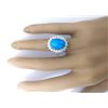 Image 5 : 7.00 CTW Natural Turquoise 14K Solid White Gold Diamond Ring