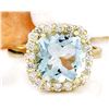 Image 1 : 3.90 CTW Natural Aquamarine 18K Solid Yellow Gold Diamond Ring