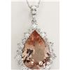 Image 1 : 13.42 CTW Natural Morganite And Diamond Pendant In 14K Solid White Gold