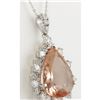 Image 2 : 13.42 CTW Natural Morganite And Diamond Pendant In 14K Solid White Gold