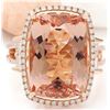 Image 1 : 14.64 CTW Natural Morganite 14K Solid Rose Gold Diamond Ring