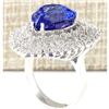 Image 3 : 12.23 CTW Natural Blue Tanzanite And Diamond Ring 14k Solid White Gold