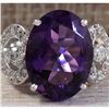 Image 1 : 8.89 CTW Natural Amethyst And Diamond Ring In 14K Solid White Gold