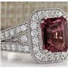 Image 2 : 5.78 CTW Natural Pink Tourmaline And Diamond Ring 14K Solid White Gold