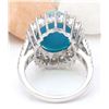 Image 3 : 7.00 CTW Natural Turquoise 18K Solid White Gold Diamond Ring