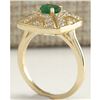 Image 3 : 0.95 CTW Natural Emerald And Diamond Ring 14K Solid Yellow Gold
