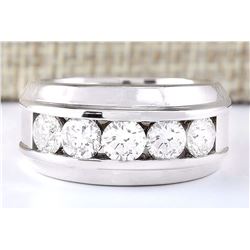 3.90 CTW Natural Diamond Ring In 18K White Gold