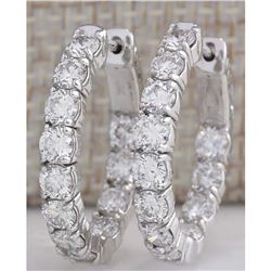 3.48CTW Natural Diamond Hoop Earrings 18K Solid White Gold