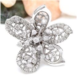 1.50 CTW Natural Diamond 18K Solid White Gold Ring