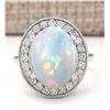 Image 1 : 6.48 CTW Natural Opal And Diamond Ring In 14k White Gold