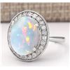 Image 2 : 6.48 CTW Natural Opal And Diamond Ring In 14k White Gold