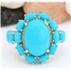 Image 1 : 9.02 CTW Natural Turquoise 14K Solid Yellow Gold Ring