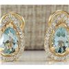 Image 1 : 2.76 CTW Natural Aquamarine And Diamond Earrings 14k Solid Yellow Gold