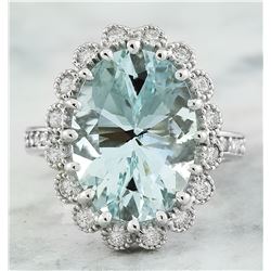 7.15 CTW Aquamarine 14K White Gold Diamond Ring