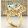 Image 3 : 7.35 CTW Natural Aquamarine And Diamond Ring In 14K Yellow Gold