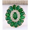 Image 1 : 4.10 CTW Natural Emerald And Diamond Ring In 18K Yellow Gold