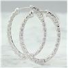 Image 4 : 2.00 CTW 14K White Gold Diamond Hoop Earrings
