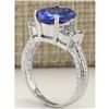 Image 3 : 4.19 CTW Natural Tanzanite And Diamond Ring In 18K White Gold